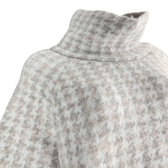 RD Style Womens Houndstooth Turtleneck Sweater Large NWT Cream Beige Neutral - Picture 2 of 7